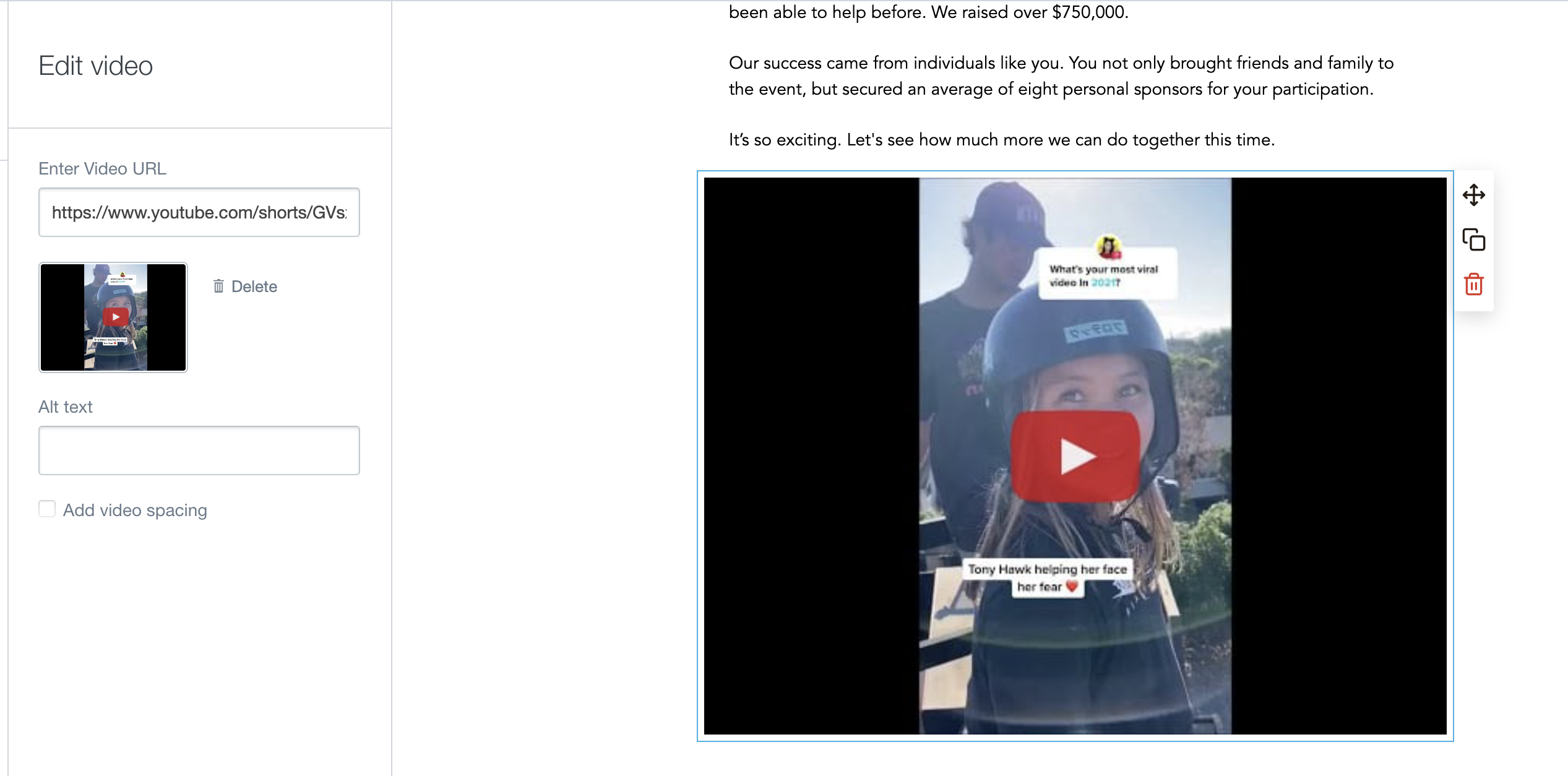 Image of video with play button